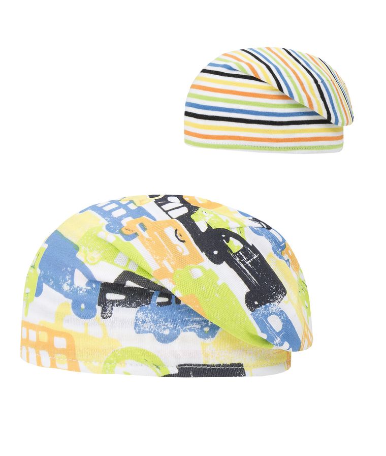 Czapka chłopięca, dwustronna, mix, samochody, paski, Döll