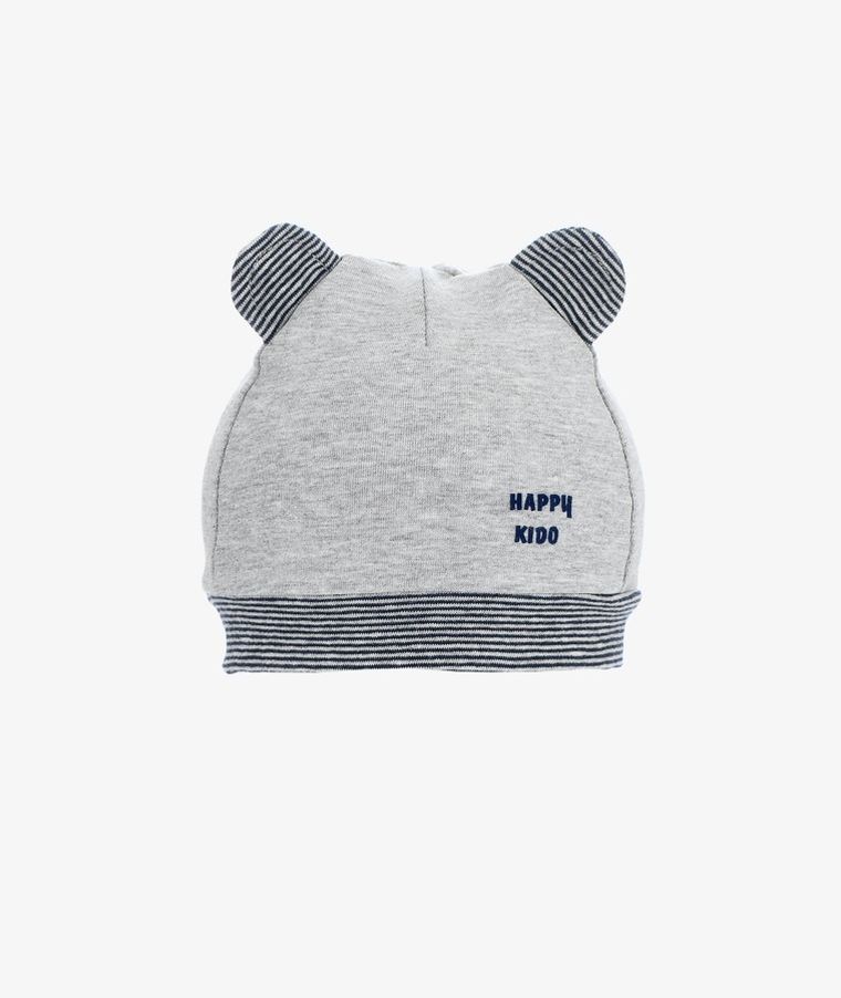 Czapka chłopięca, jasnoszara, uszy, Happy kido, Iltom