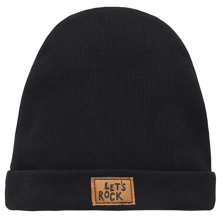 Czapka chłopięca, prążkowana, czarna, Pinokio