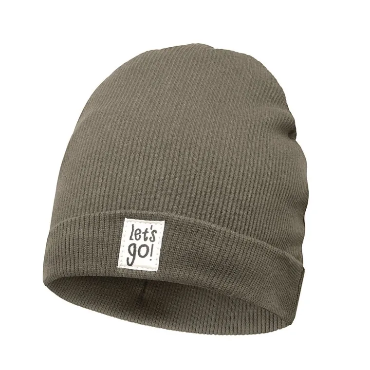 Czapka chłopięca, prążkowana, szara, Pinokio