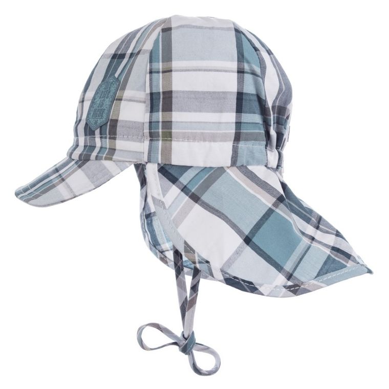 Czapka chłopięca safari, wiązana, niebieska, Döll