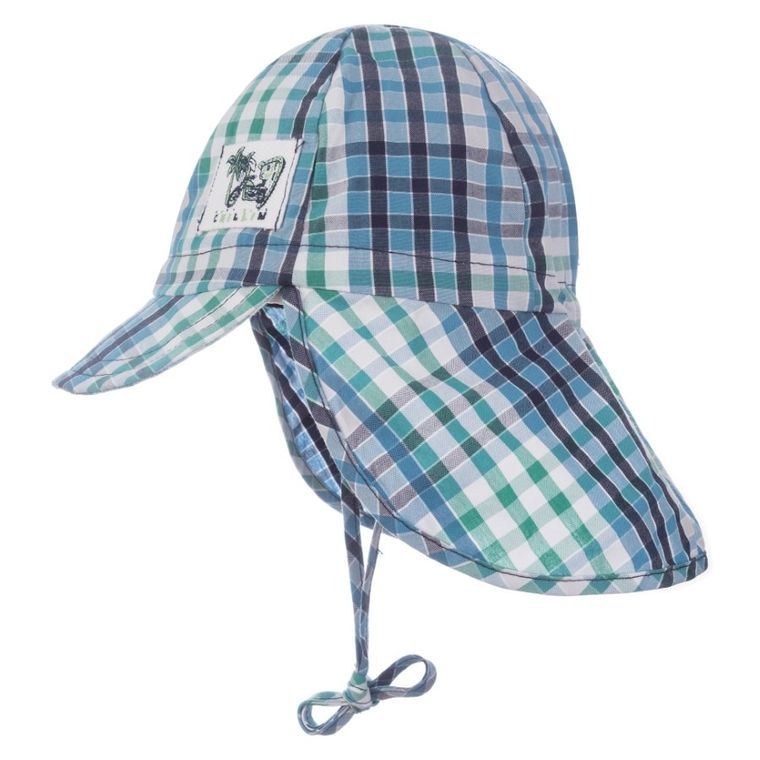 Czapka chłopięca safari, wiązana, niebieska, Döll