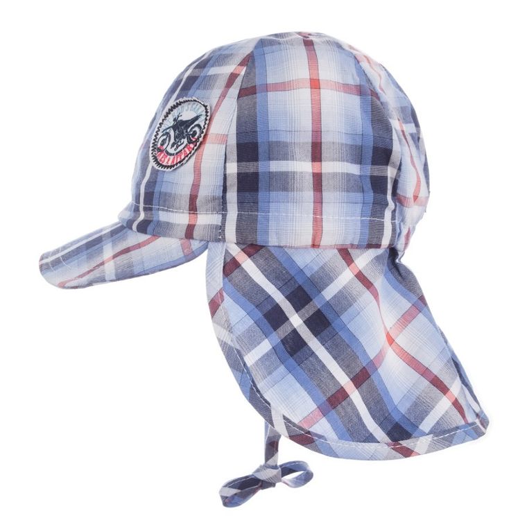 Czapka chłopięca safari, wiązana, niebieska, Döll