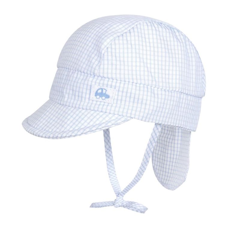 Czapka chłopięca safari, wiązana, niebieska, Döll