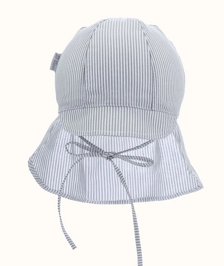 Czapka chłopięca safari, wiązana, szara, Iltom