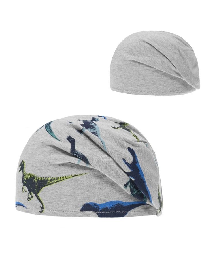 Czapka chłopięca, szara, dinozaury, Döll