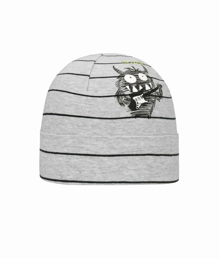 Czapka chłopięca, szara, paski, potworek, Döll