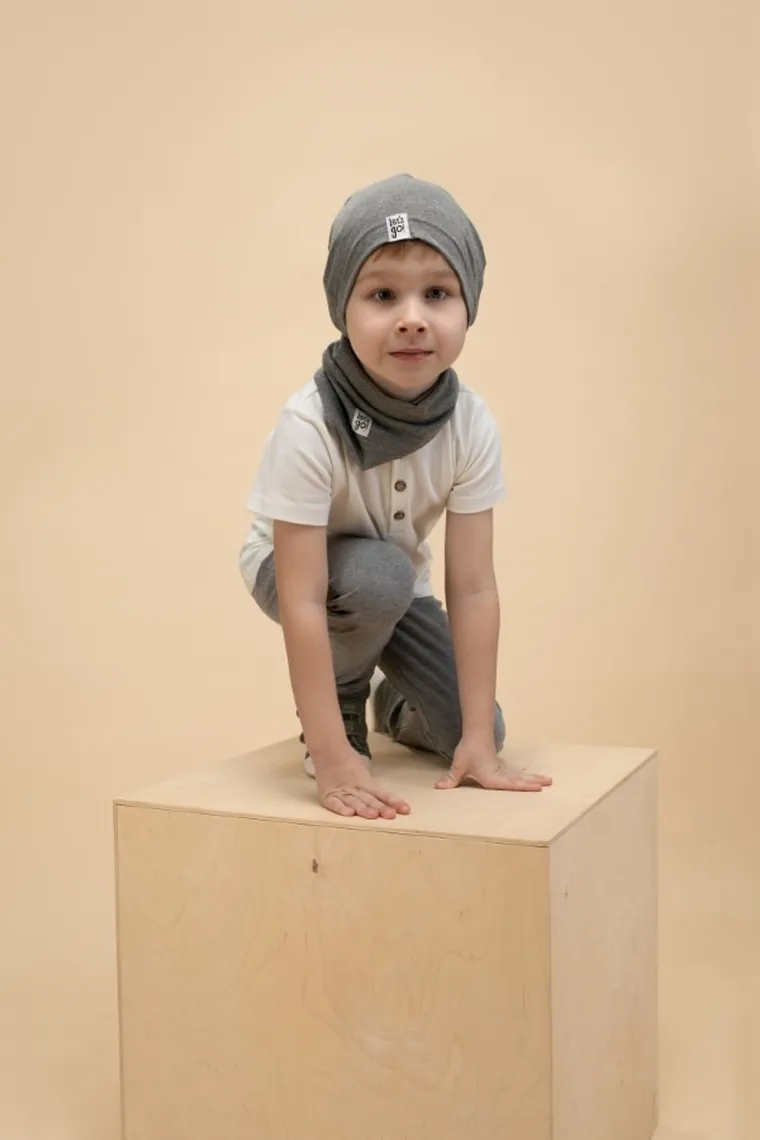 Czapka chłopięca, szara, Pinokio