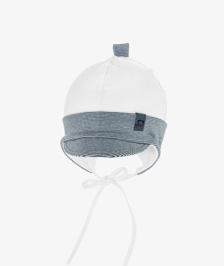 Czapka chłopięca, wiązana, biała, Iltom