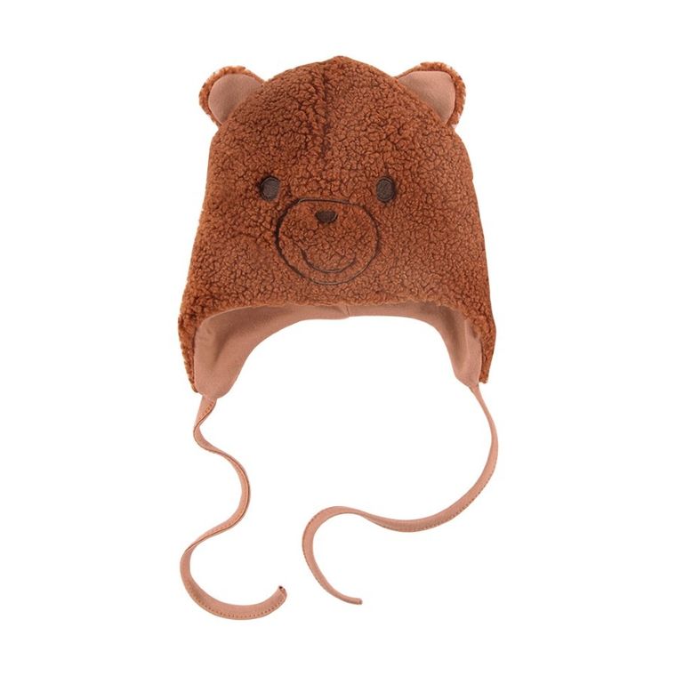 Czapka chłopięca, wiązana, brązowa, Eevi