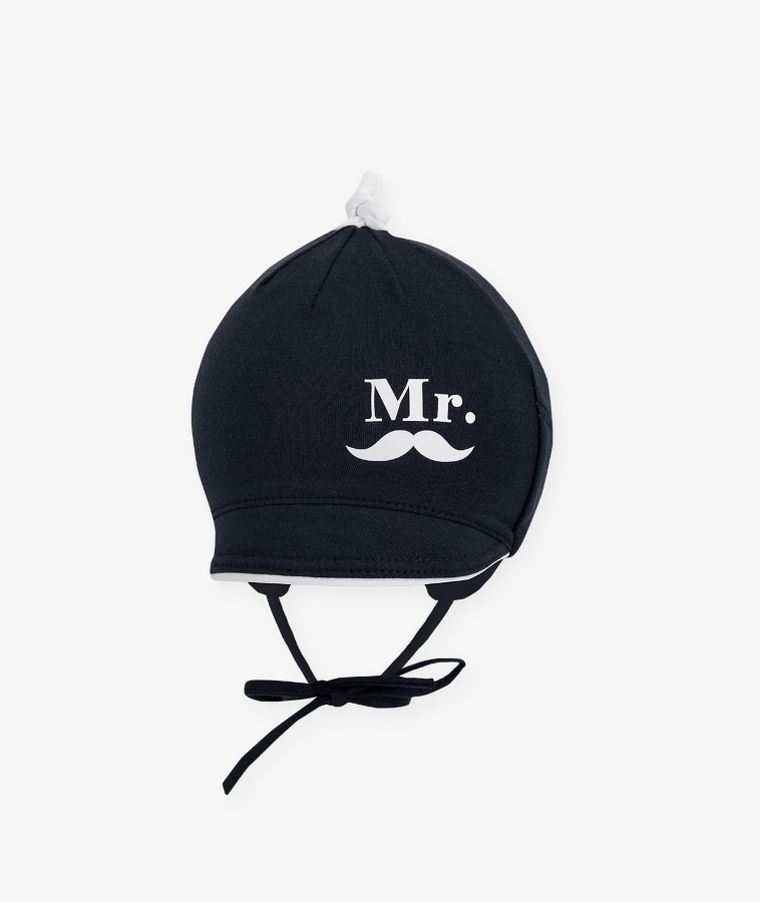 Czapka chłopięca, wiązana, czarna, Iltom