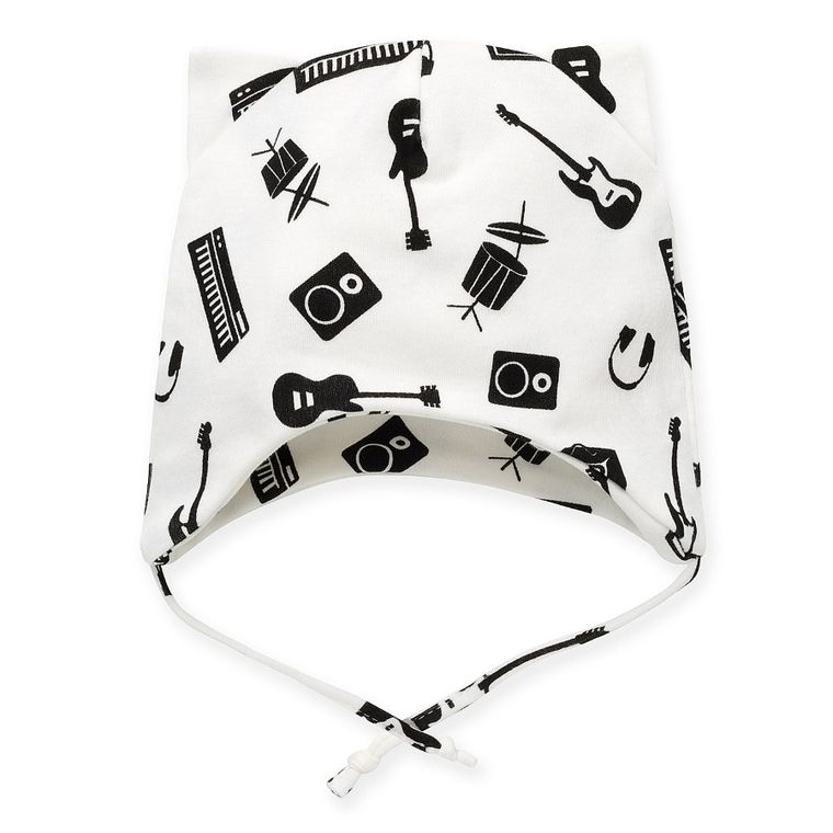 Czapka chłopięca, wiązana, ecru, Pinokio