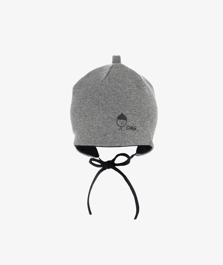 Czapka chłopięca, wiązana, grafitowa, Iltom
