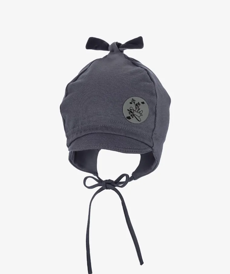 Czapka chłopięca, wiązana, grafitowa, Iltom