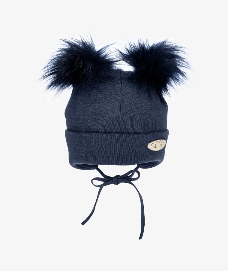 Czapka chłopięca, wiązana, granatowa, Iltom