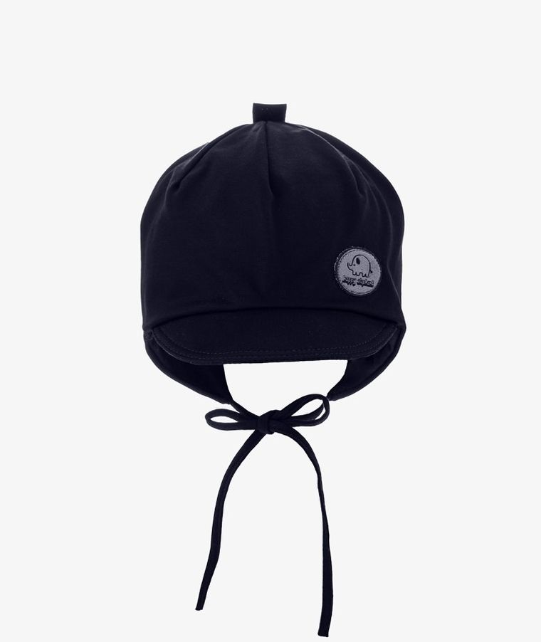 Czapka chłopięca, wiązana, granatowa, Iltom