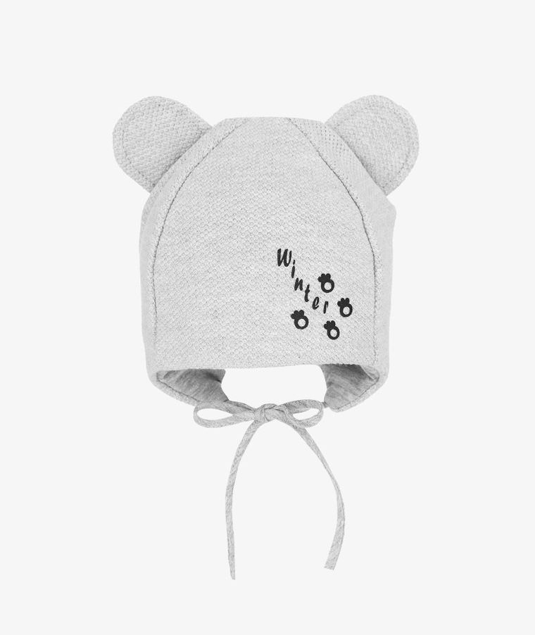 Czapka chłopięca, wiązana, jasnoszara, Iltom