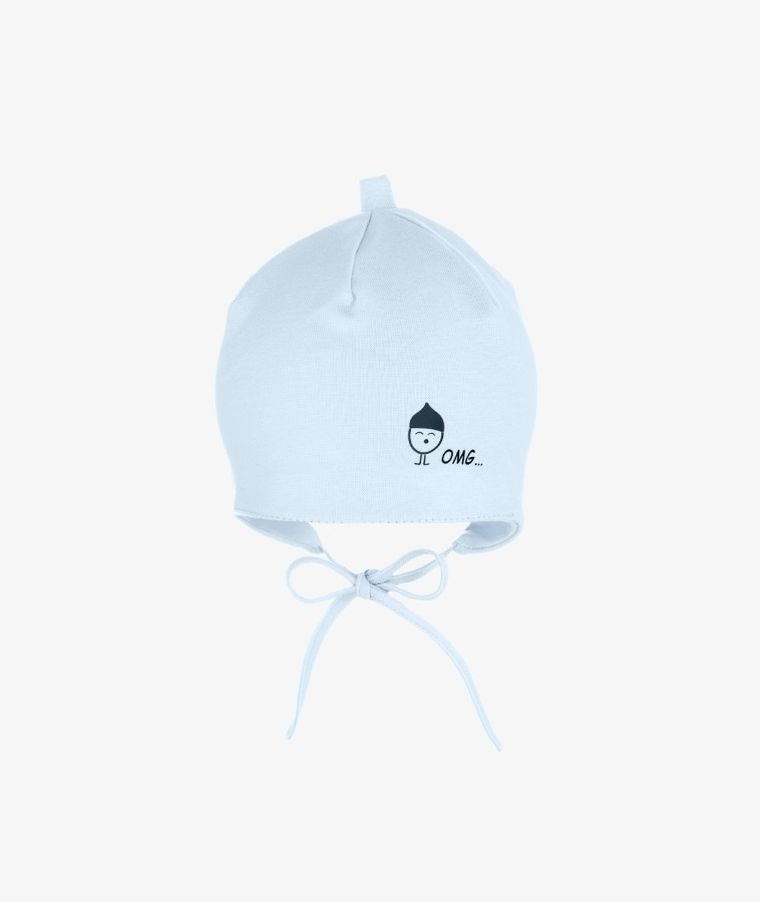 Czapka chłopięca, wiązana, niebieska, Iltom