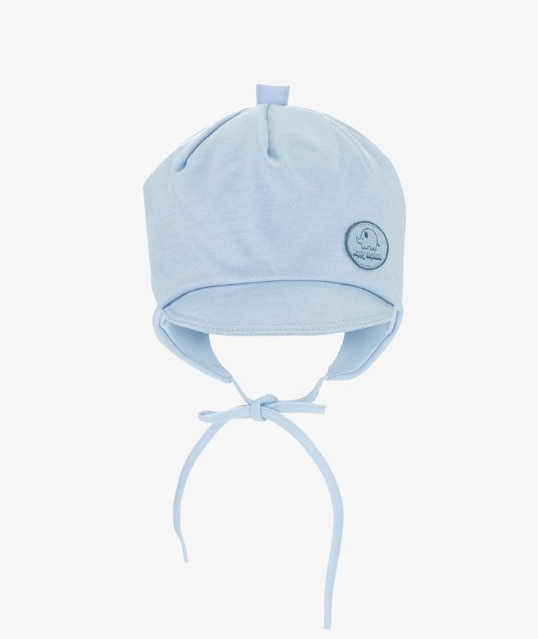 Czapka chłopięca, wiązana, niebieska, Iltom