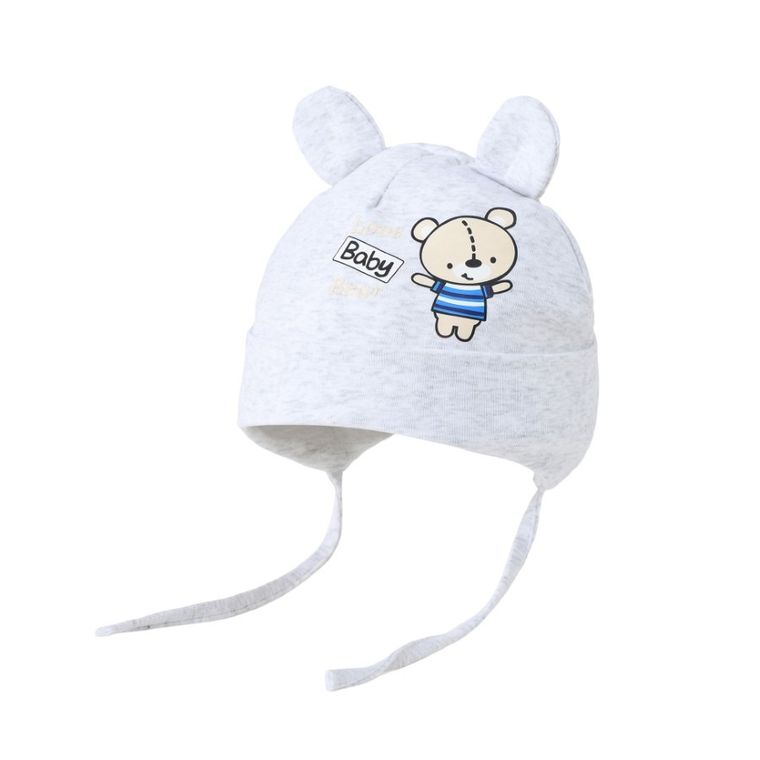 Czapka chłopięca, wiązana, szara, Be Snazzy