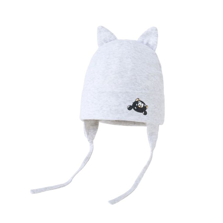 Czapka chłopięca, wiązana, szara, Be Snazzy