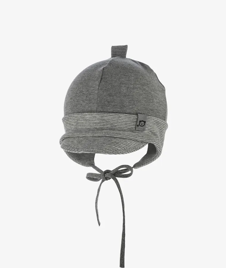 Czapka chłopięca, wiązana, szara, Iltom