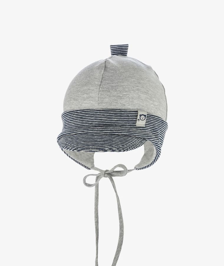 Czapka chłopięca, wiązana, szara, Iltom