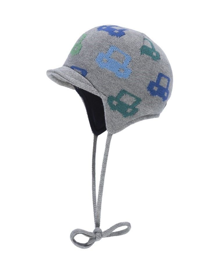 Czapka chłopięca, wiązana, szara, samochody, Döll