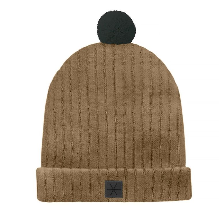 Czapka chłopięca z pomponem, brązowa, Pinokio