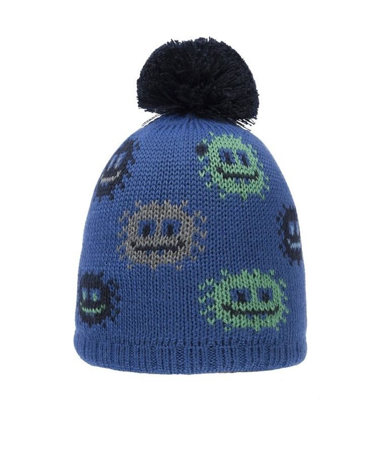 Czapka chłopięca z pomponem, niebieska, stworki, Döll