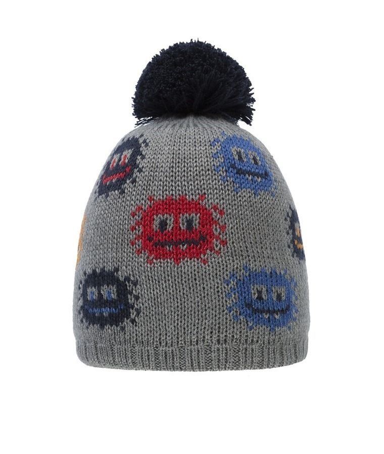 Czapka chłopięca z pomponem, szara, stworki, Döll