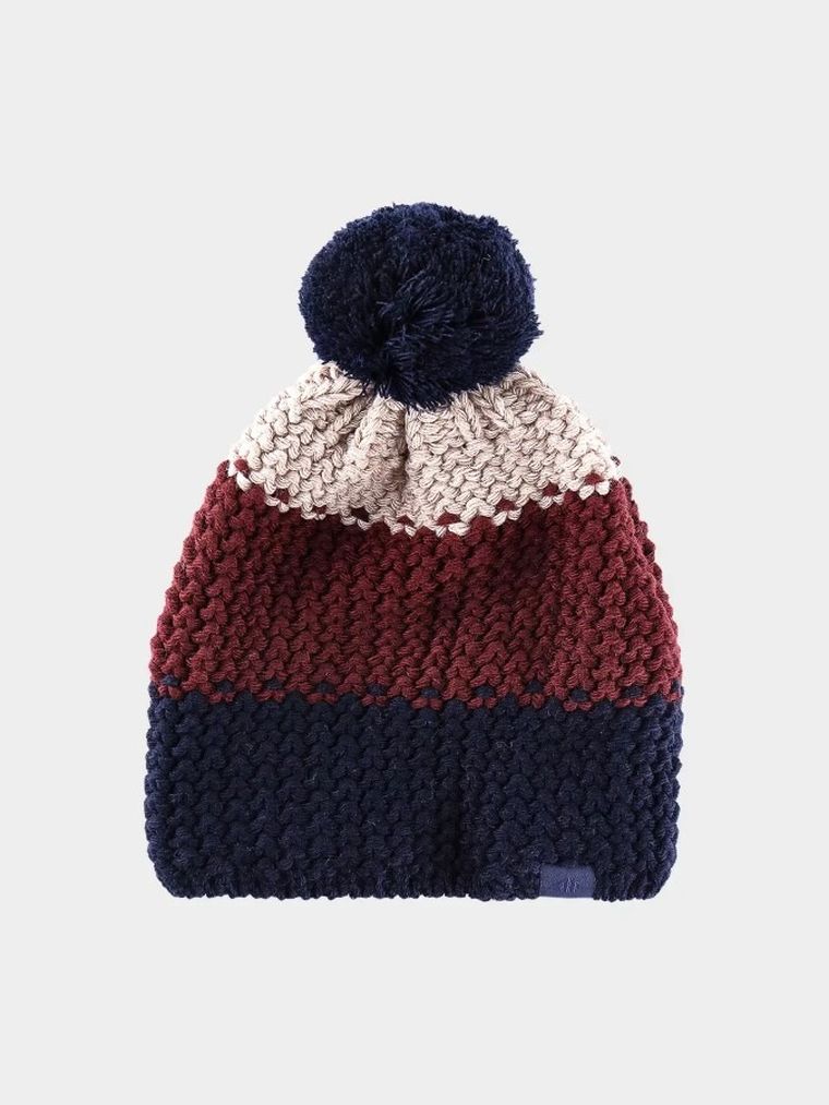 Czapka chłopięca z pomponem, z wełną, mix, 4F