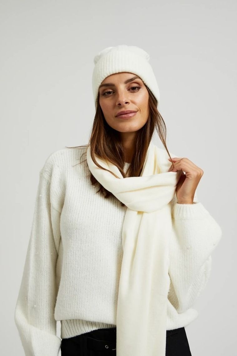 Czapka damska, biała, Moodo