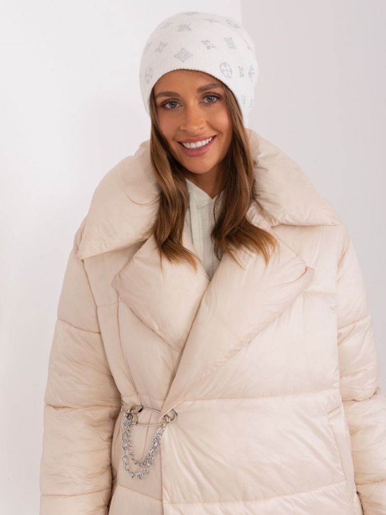 Czapka damska, ecru, Italy Moda