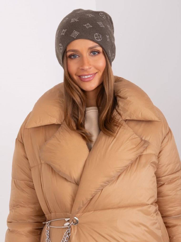 Czapka damska, khaki, Italy Moda