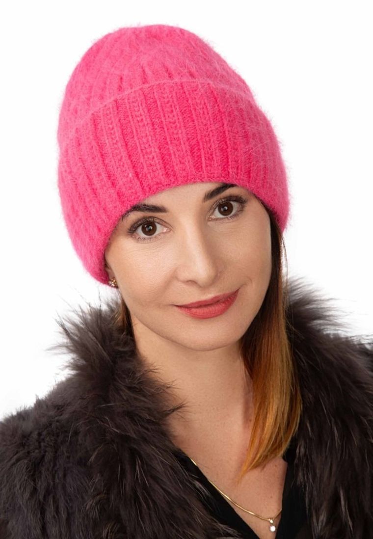 Czapka damska, różowa, Ambra