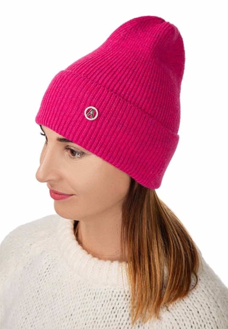 Czapka damska, różowa, Ambra