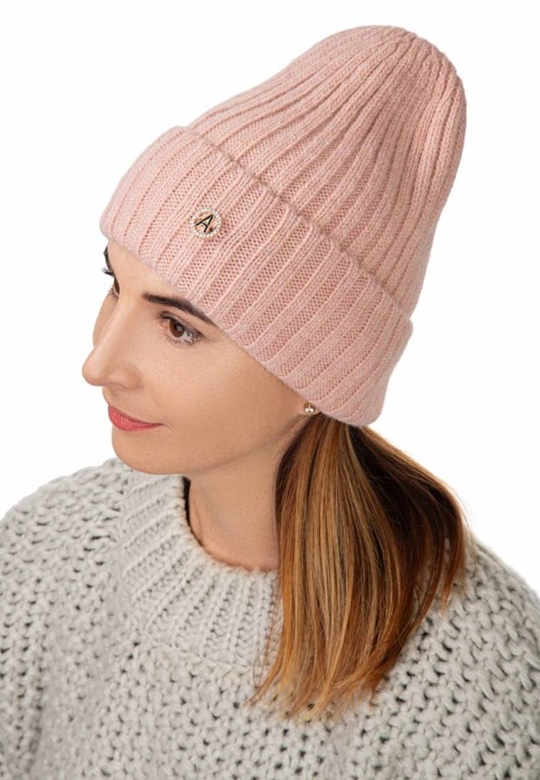 Czapka damska, różowa, Ambra