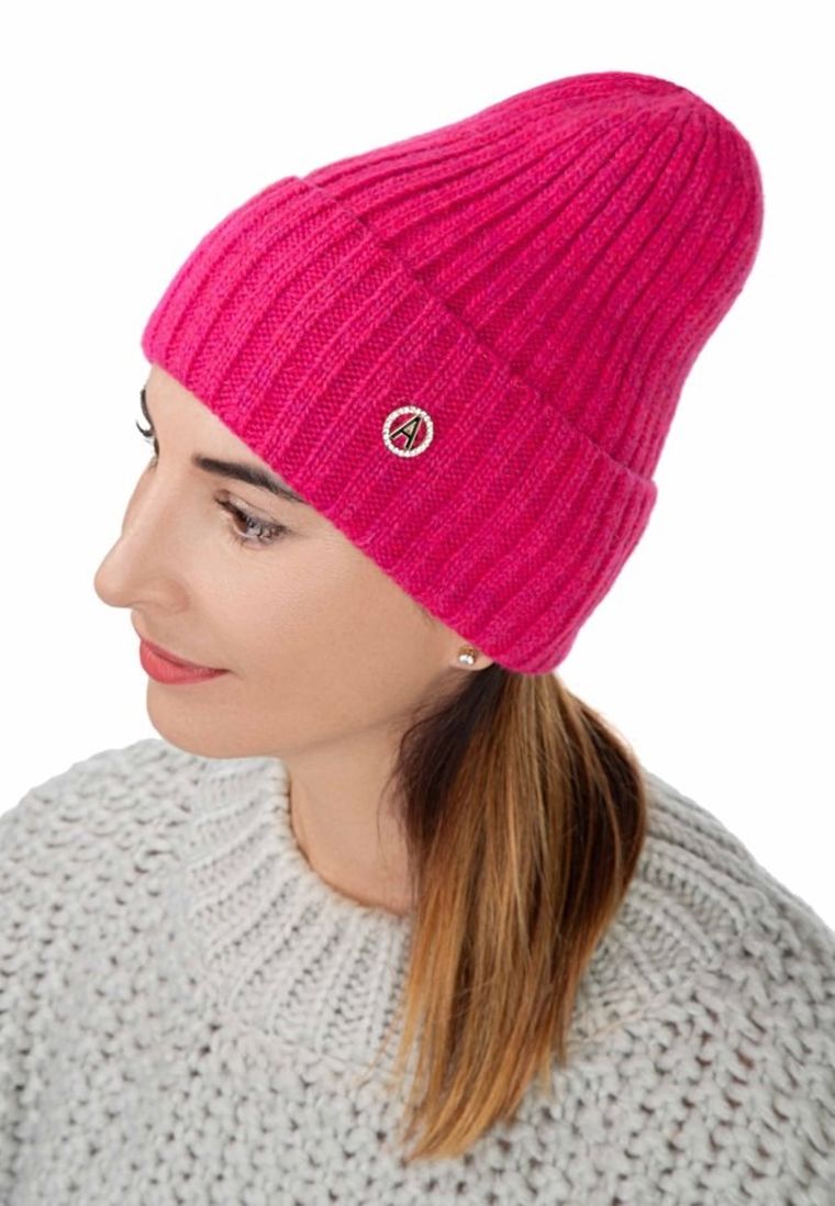 Czapka damska, różowa, Ambra