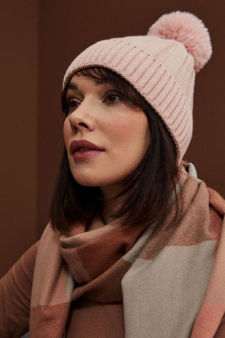 Czapka damska, różowa, Moodo