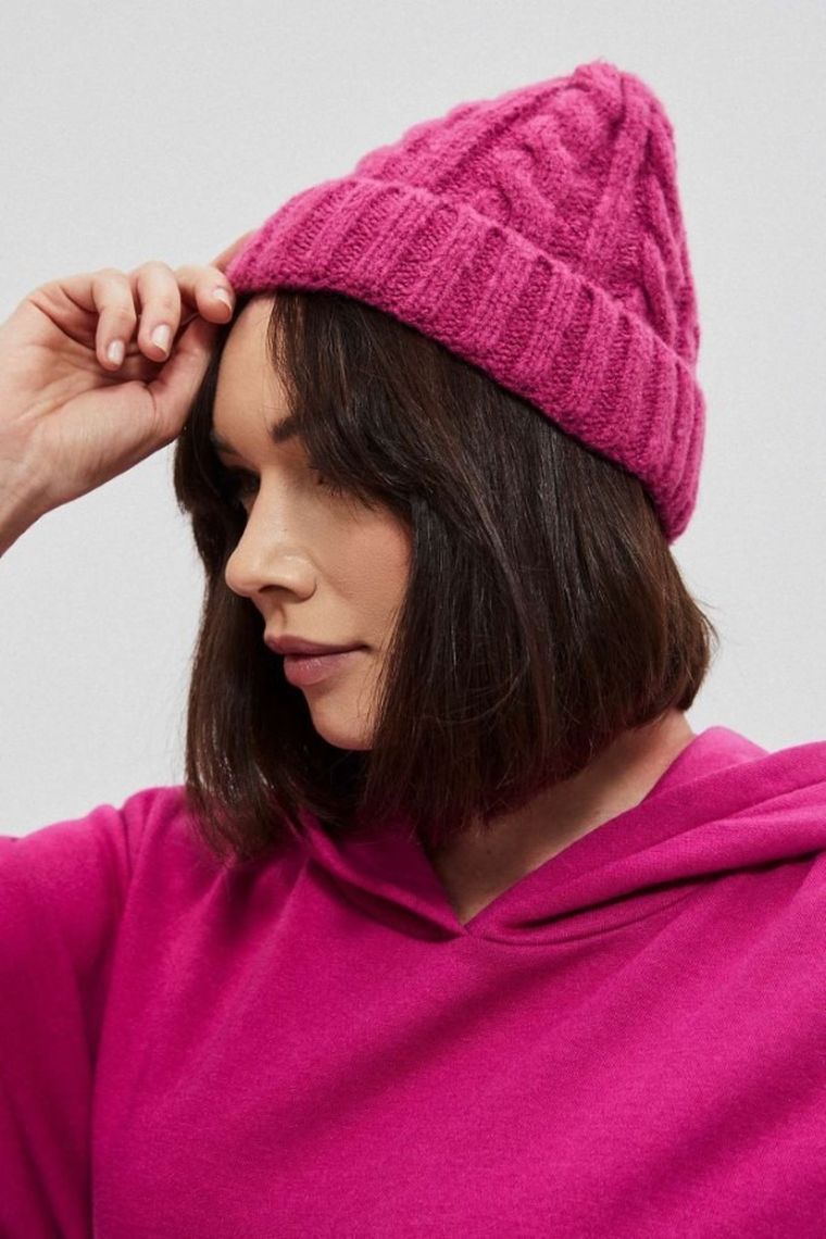 Czapka damska, różowa, Moodo