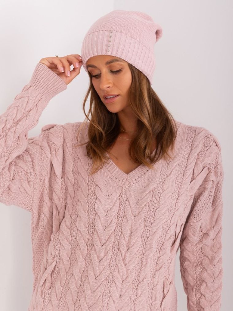 Czapka damska, różowa, Rue Paris