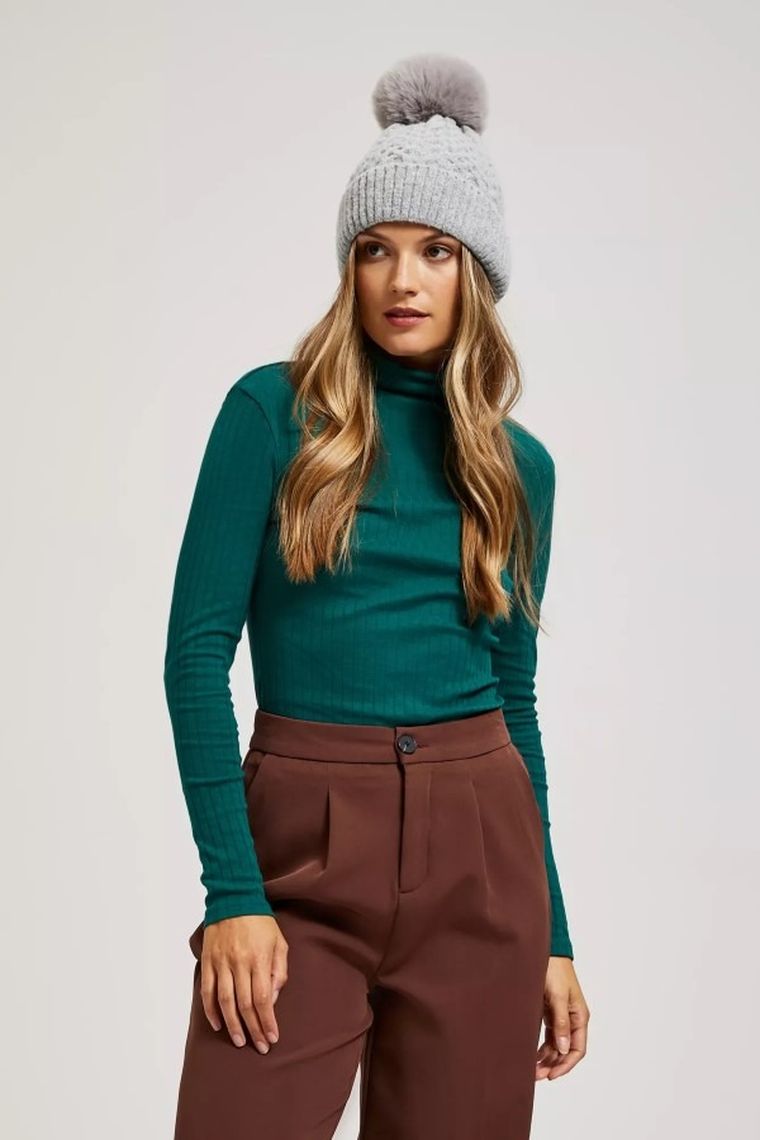 Czapka damska, szara, Moodo