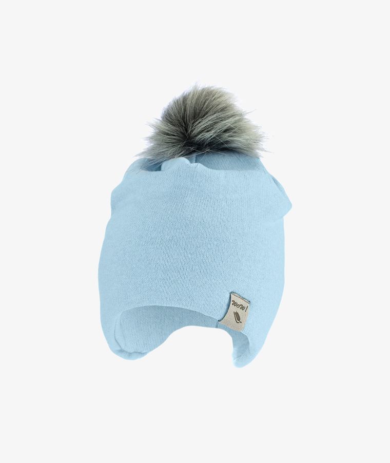 Czapka dziecięca, niebieska, pompon, Iltom