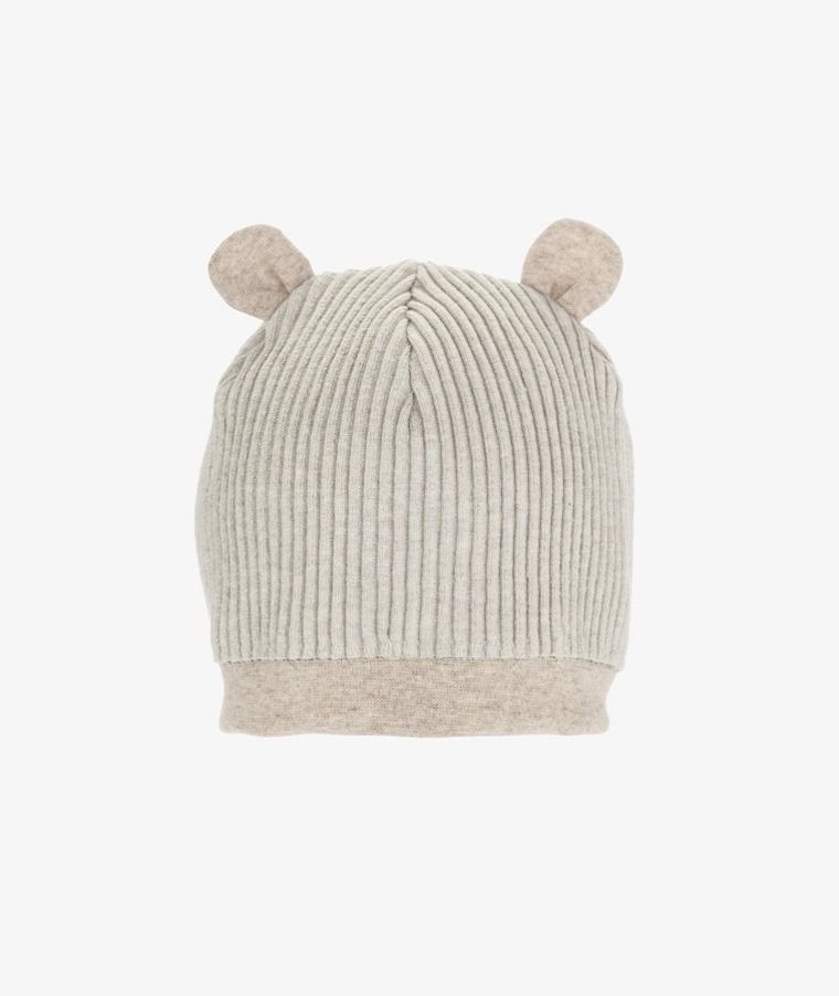 Czapka dziecięca, prążkowana, beżowa, Iltom