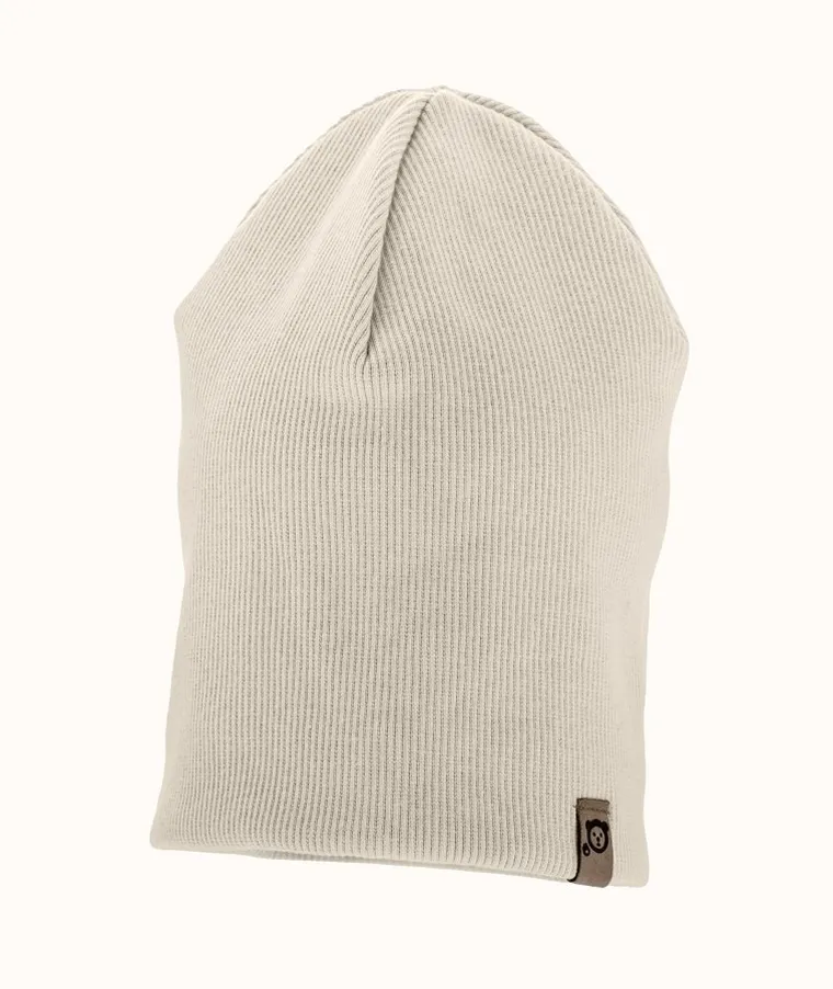 Czapka dziecięca, prążkowana, beżowa, Iltom