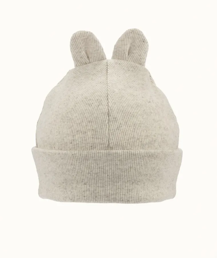 Czapka dziecięca, prążkowana, beżowa, Iltom