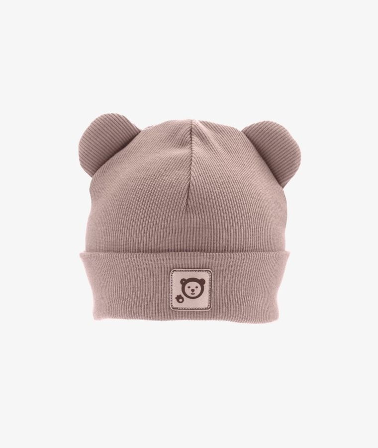 Czapka dziecięca, prążkowana, brązowa, Iltom