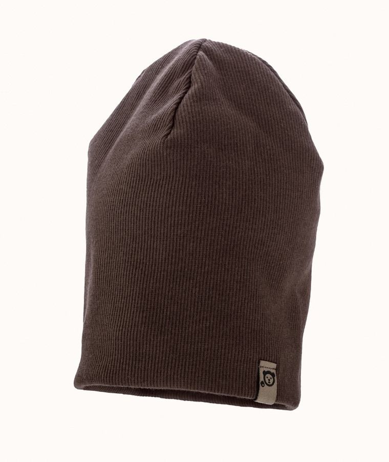 Czapka dziecięca, prążkowana, brązowa, Iltom