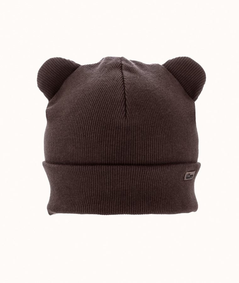 Czapka dziecięca, prążkowana, brązowa, Iltom